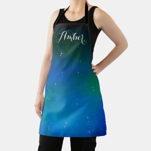 Starry Night Blue Galaxy Sky Personalisiert Schürze (InSitu)