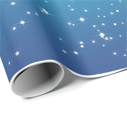 Starry Night Blue Geschenkpapier (Rolleneckpunkt)