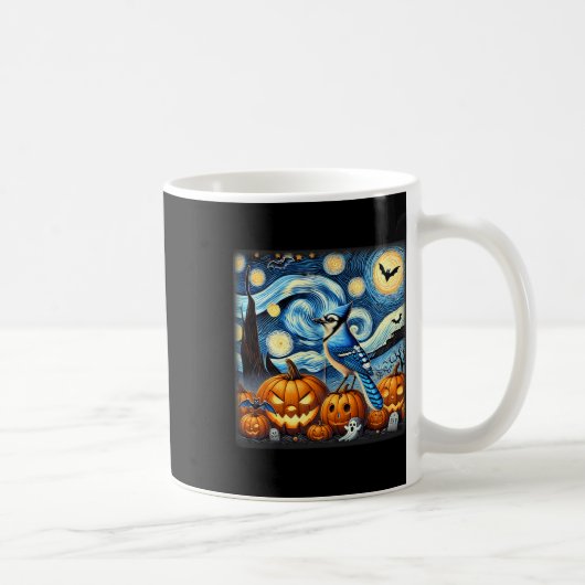Starry Night Blue Jay Halloween Kaffeetasse (Rechts)