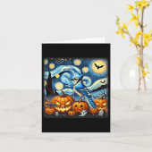Starry Night Blue Jay Halloween Karte (Gelbe Blume)