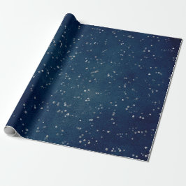 Starry Night Blue Navy Dots Gray Silver Confetti Geschenkpapier