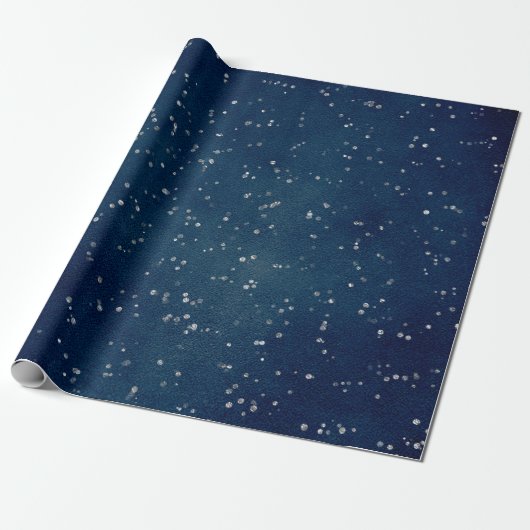 Starry Night Blue Navy Dots Gray Silver Confetti Geschenkpapier (Ungerollt)