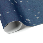 Starry Night Blue Navy Dots Gray Silver Confetti Geschenkpapier (Rolleneckpunkt)