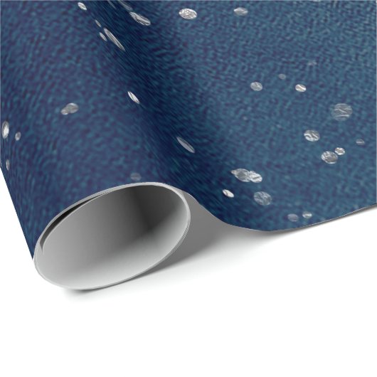 Starry Night Blue Navy Dots Gray Silver Confetti Geschenkpapier (Rolleneckpunkt)