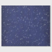 Starry Night Blue Navy Gray Silver Confetti Deicat Geschenkpapier (Flach)