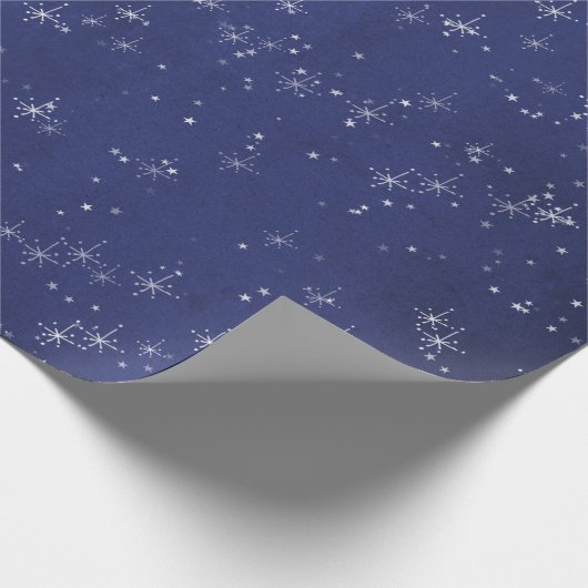 Starry Night Blue Navy Gray Silver Confetti Deicat Geschenkpapier (Ecke)