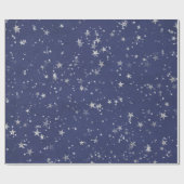 Starry Night Blue Navy Gray Silver Confetti Geschenkpapier (Flach)