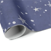 Starry Night Blue Navy Gray Silver Confetti Geschenkpapier (Rolleneckpunkt)