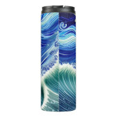 Starry Night Blue Ocean Wave Thermosbecher (Rückseite)