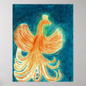 Starry Night Blue Rising Phoenix Watercolor Poster (Vorne)