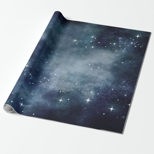 Starry Night Blue Sky Stars Lovers Universe Geschenkpapier (Ungerollt)
