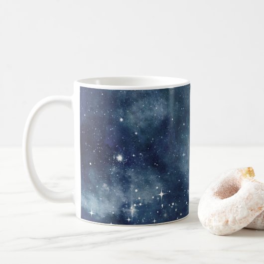 Starry Night Blue Sky Sterne Liebhaber Universum Kaffeetasse (Mit Donut)