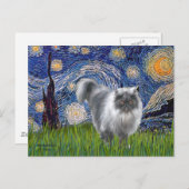 Starry Night - Blue Smoke Persische Katze Postkarte (Vorne/Hinten)