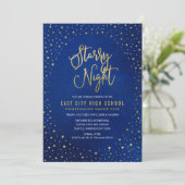 Starry Night Blue Watercolor Imitats Gold Scool Da Einladung (Stehend Vorderseite)