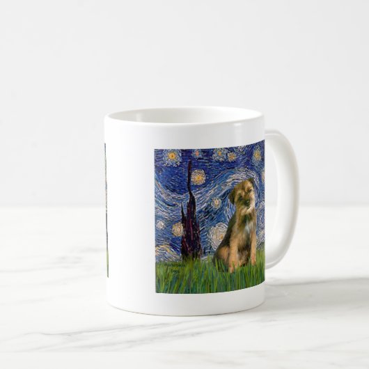 Starry Night - Border Terrier #1 Kaffeetasse (VorderseiteRechts)