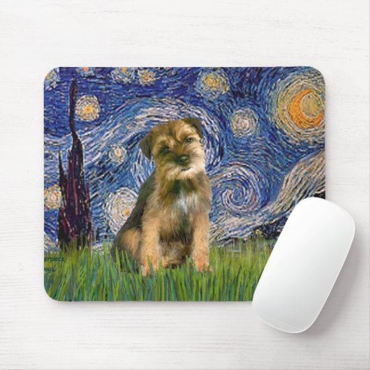 Starry Night - Border Terrier #1 Mousepad (Mit Mouse)