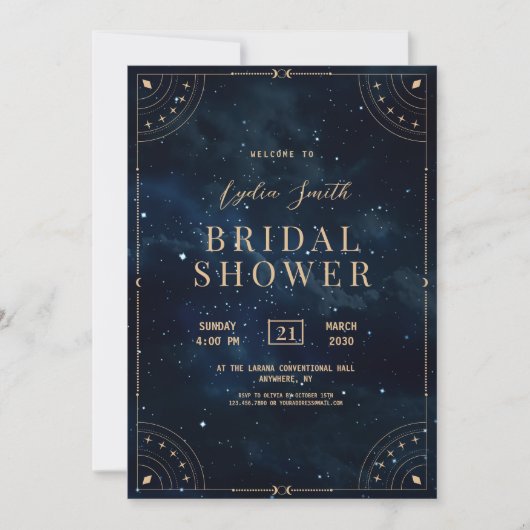 Starry Night Brautparty Celestial Einladung (Vorderseite)