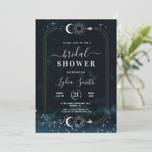 Starry Night Brautparty Celestial Einladung (Stehend Vorderseite)