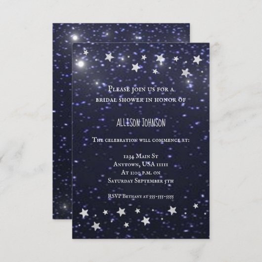 Starry Night Brautparty Einladung (Vorne/Hinten)