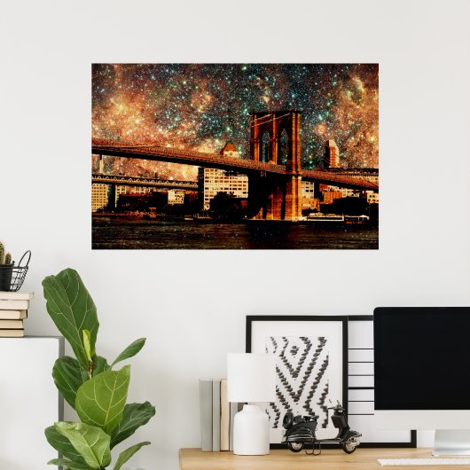 Starry Night Brooklyn Bridge Poster (Heimbüro)