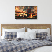 Starry Night Brookyn Bridge Wrapped Canvas Leinwanddruck (Insitu (Schlafzimmer))
