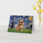 Starry Night - Brown Brussels Griffon Karte (Gelbe Blume)
