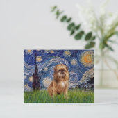 Starry Night - Brown Brussels Griffon Postkarte (Stehend Vorderseite)