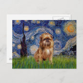 Starry Night - Brown Brussels Griffon Postkarte (Vorne/Hinten)