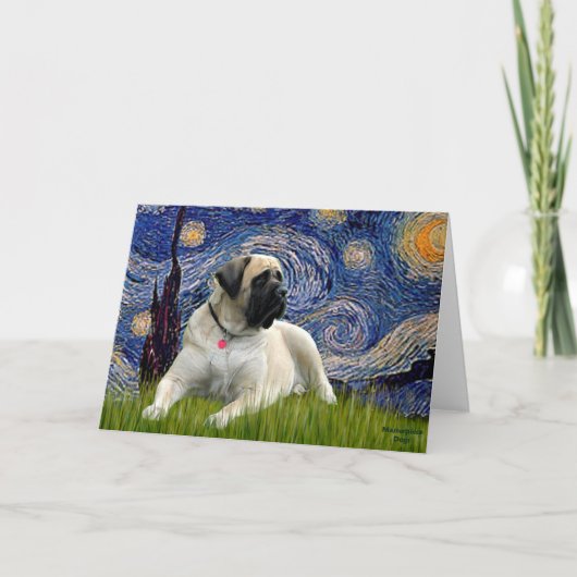 Starry Night - Bull Mastiff (lying down) Karte (Vorderseite)