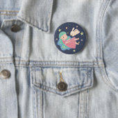 Starry Night Bunny & Girl Illustration Button (Beispiel)