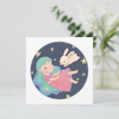 Starry Night Bunny & Girl Illustration Einladung (Stehend Vorderseite)