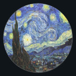 Starry Night by Vincent Van Gogh 1889 Runder Aufkleber<br><div class="desc">Soweit ich weiß,  sind diese Bilder öffentlich zugänglich und sollen in den USA uneingeschränkt genutzt werden können. Bitte kontaktieren Sie mich,  wenn Sie feststellen,  dass eines dieser Bilder nicht in Public Domain sind.</div>