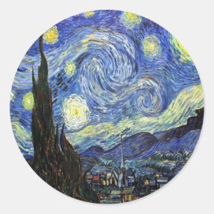 Starry Night by Vincent Van Gogh 1889 Runder Aufkleber