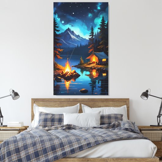 Starry Night Camping by the Lake Leinwanddruck (Insitu (Schlafzimmer))
