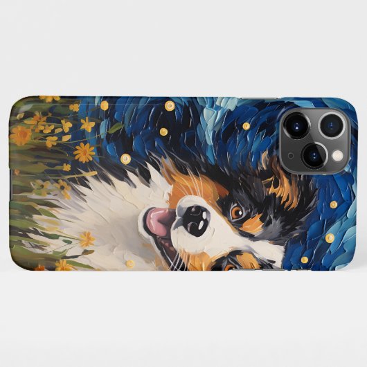 Starry Night Canine Dreamscape - Van Gogh Inspirie iPhone Hülle (Rückseite (Horizontal))