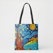 Starry Night Cartoon: Surrealismus Inspiriert Art Tasche (Vorderseite)