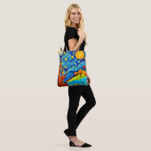 Starry Night Cartoon: Surrealismus Inspiriert Art Tasche (Am Model)