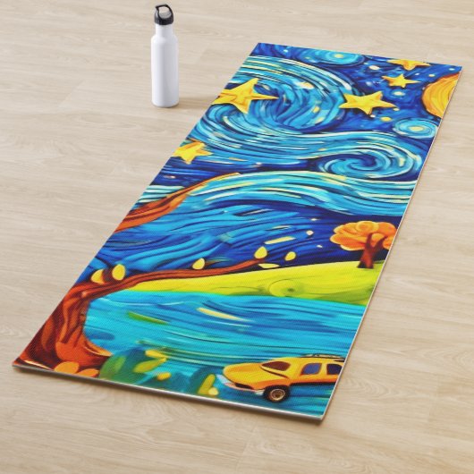 Starry Night Cartoon: Surrealismus Inspiriert Art Yogamatte (Beispiel)