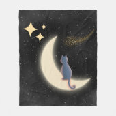 Starry Night Cat and Crescent Moon Fleecedecke (Vorderseite)