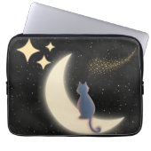 Starry Night Cat and Crescent Moon Laptopschutzhülle (Vorderseite)