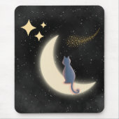 Starry Night Cat and Crescent Moon Mousepad (Vorne)