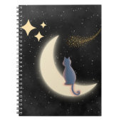 Starry Night Cat and Crescent Moon Notizblock (Vorderseite)