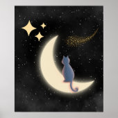 Starry Night Cat and Crescent Moon Poster (Vorne)