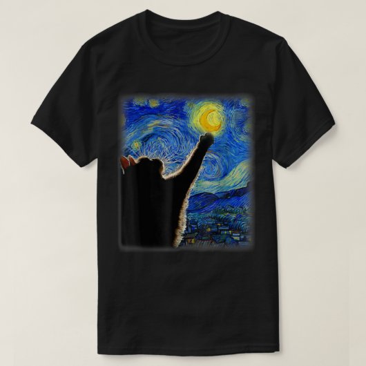 Starry Night Cat, Cat Mama, Cat Vater, Cat Lover,  T-Shirt (Design vorne)