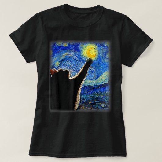 Starry Night Cat, Cat Mama, Cat Vater, Cat Lover, T-Shirt (Design vorne)