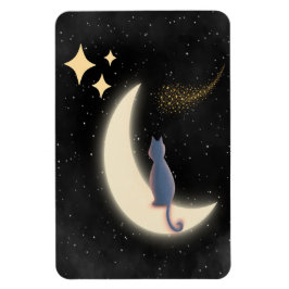 Starry Night Cat Crescent Flexible Foto Magnet