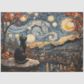Starry Night Cat Decoupage Seidenpapier (Vorderseite)