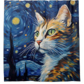 Starry Night Cat Duschvorhang (Vorderseite)