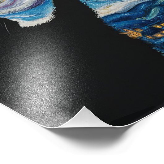 Starry Night Cat Fotodruck (Ecke)