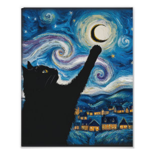 Starry Night Cat Fotodruck